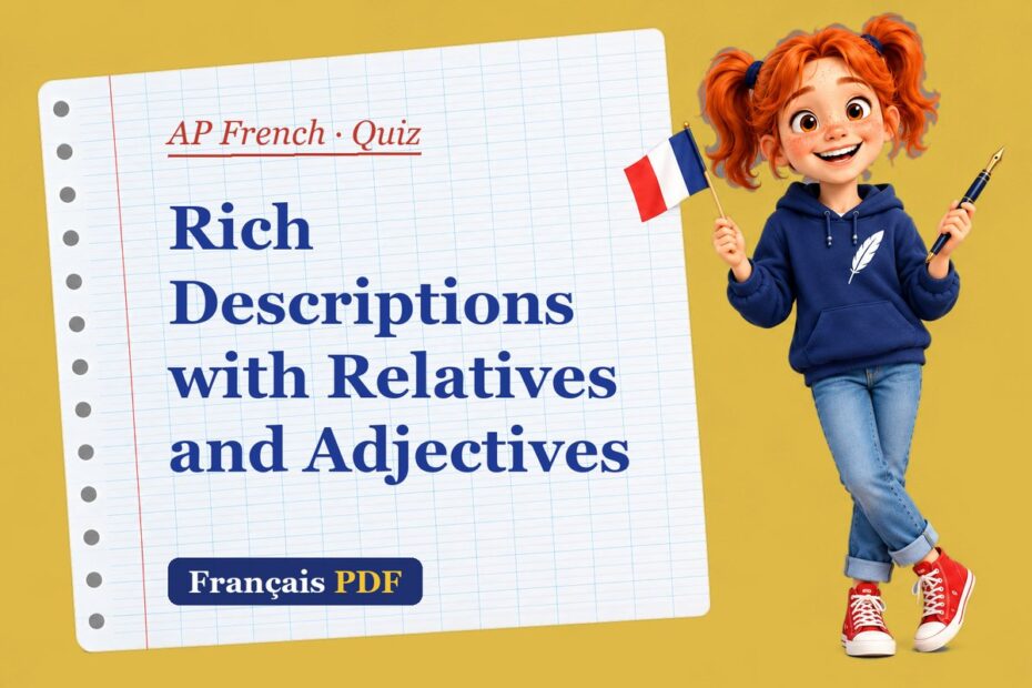Rich Descriptions with Relatives and Adjectives – AP French quiz with Zoé, the Français PDF coach