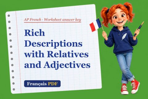 Rich Descriptions with Relatives and Adjectives – AP French worksheet answer key with Zoé, the Français PDF coach