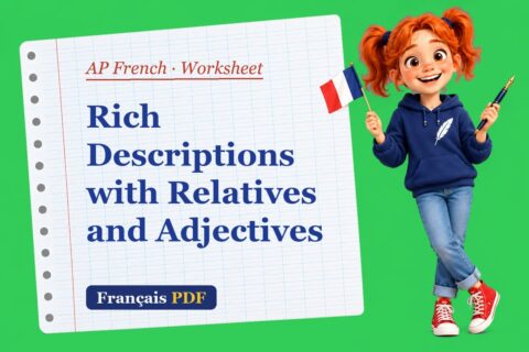 Rich Descriptions with Relatives and Adjectives – AP French worksheet with Zoé, the Français PDF coach