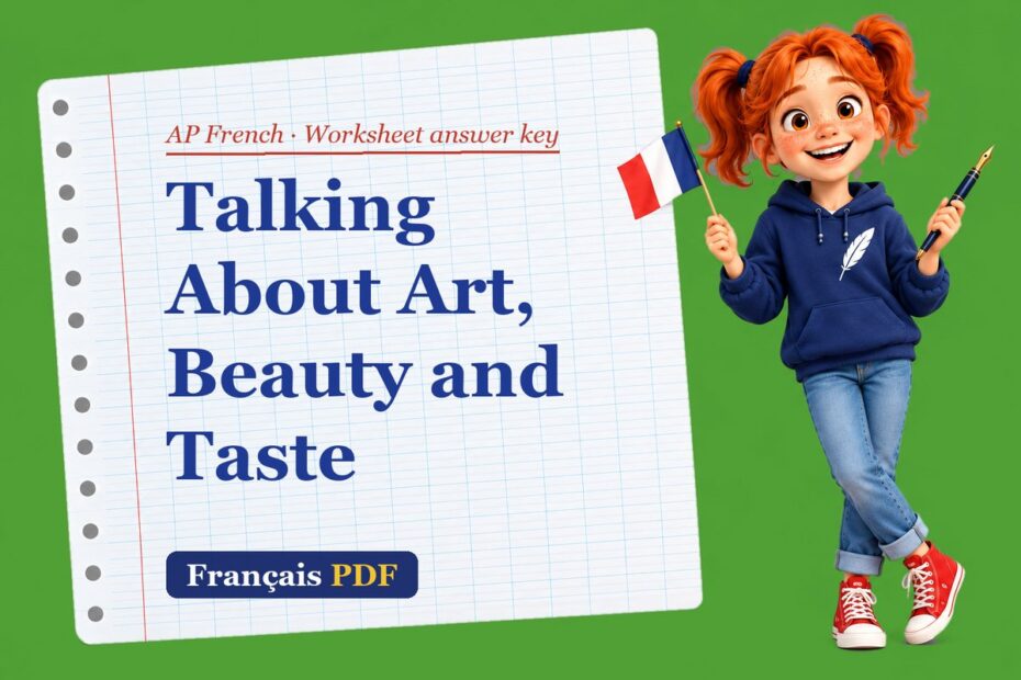 Talking About Art, Beauty and Taste – AP French worksheet answer key with Zoé, the Français PDF coach
