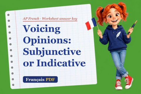 Voicing Opinions: Subjunctive or Indicative – AP French worksheet answer key with Zoé, the Français PDF coach