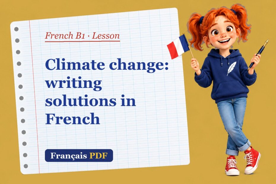 Climate change: writing solutions in French – French B1 lesson with Zoé, the Français PDF coach