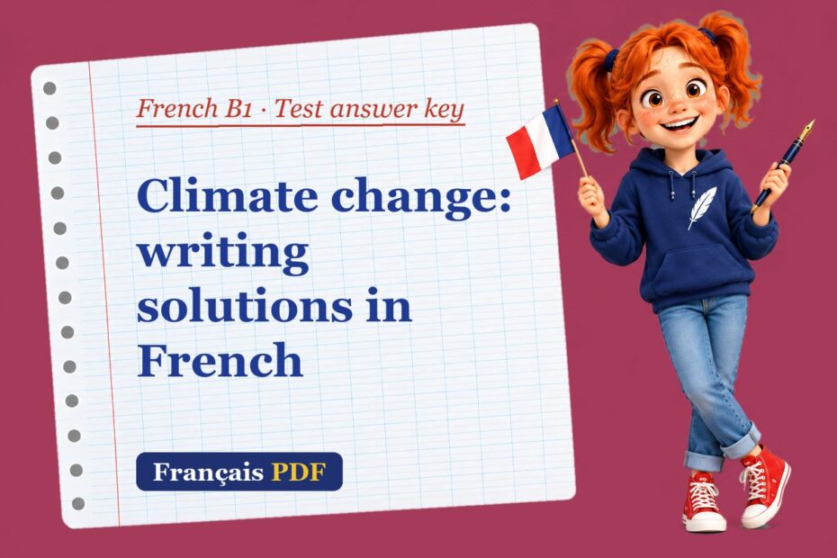 Climate change: writing solutions in French – French B1 test answer key with Zoé, the Français PDF coach