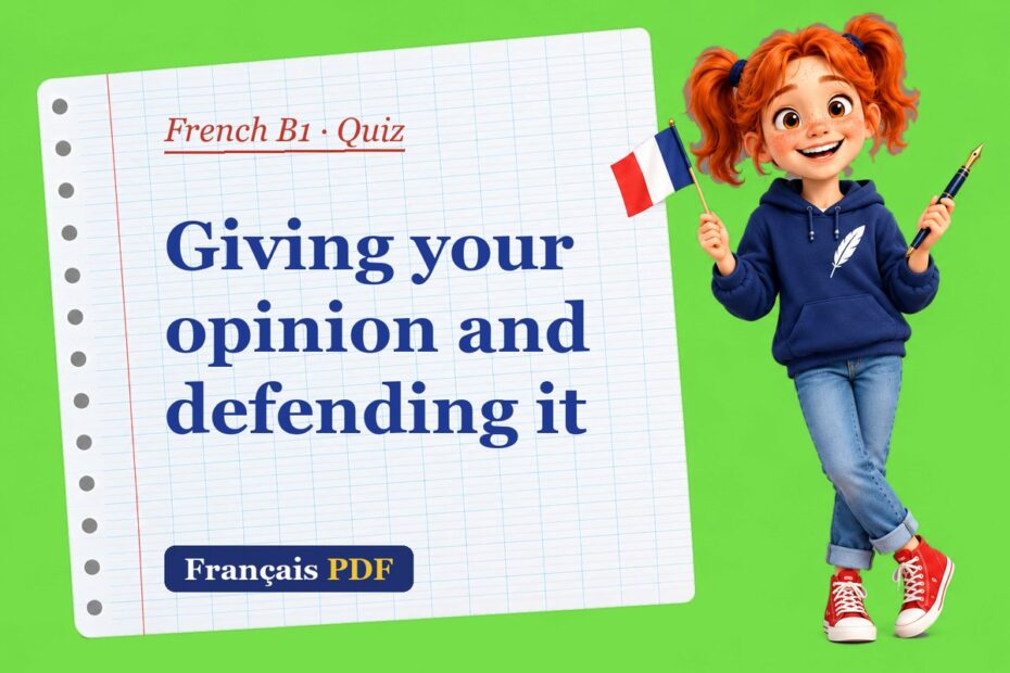 Giving your opinion and defending it – French B1 quiz with Zoé, the Français PDF coach