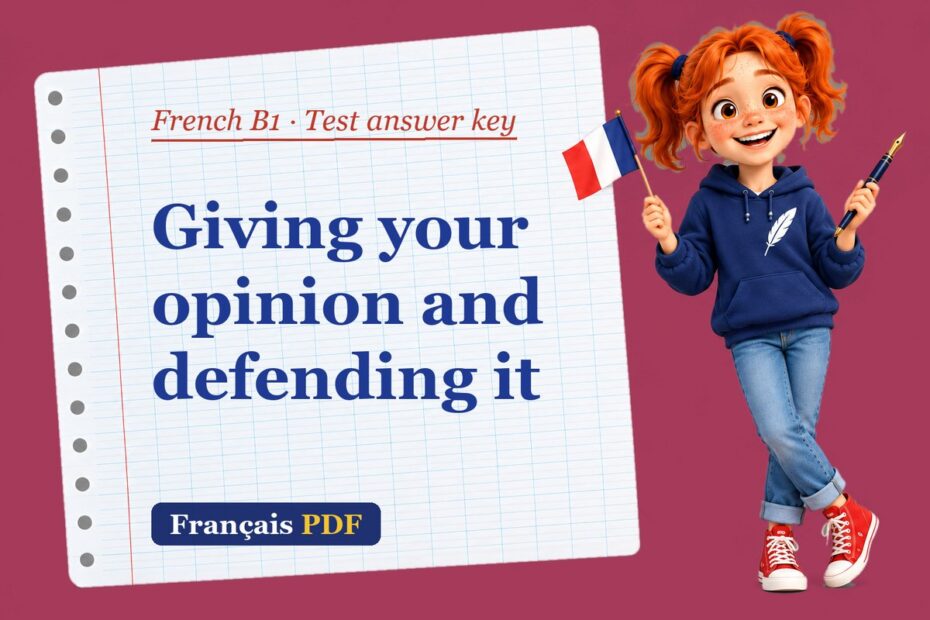 Giving your opinion and defending it – French B1 test answer key with Zoé, the Français PDF coach