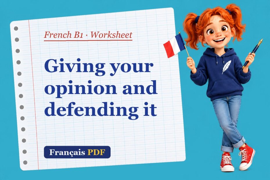 Giving your opinion and defending it – French B1 worksheet with Zoé, the Français PDF coach
