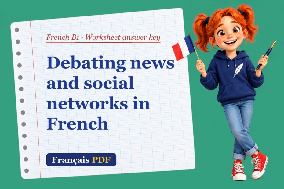 Debating news and social networks in French – French B1 worksheet answer key with Zoé, the Français PDF coach