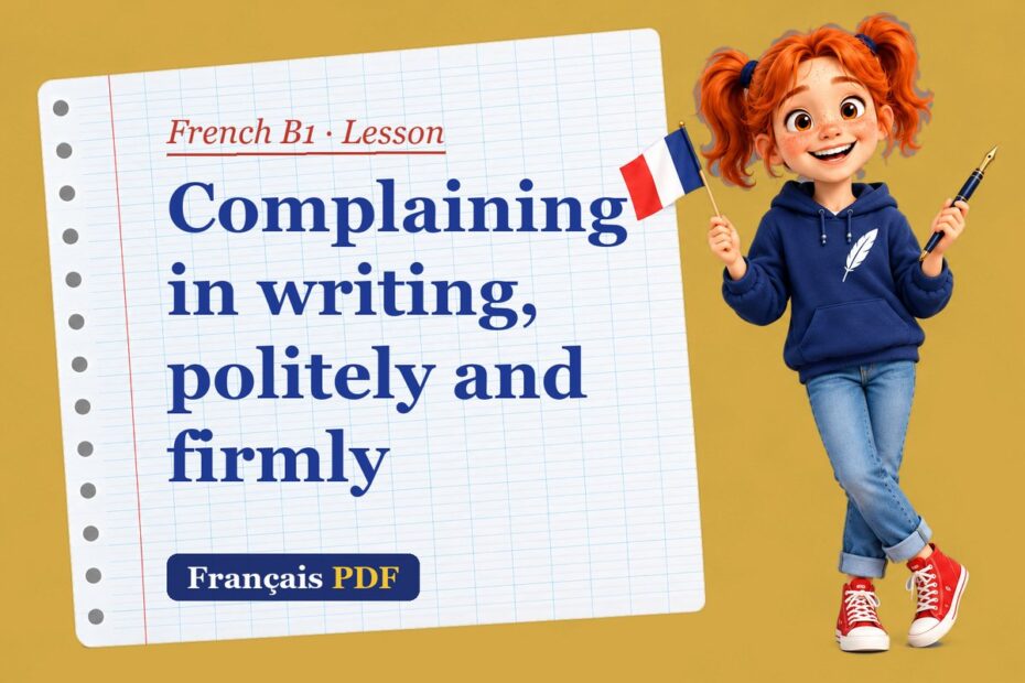 Complaining in writing, politely and firmly – French B1 lesson with Zoé, the Français PDF coach