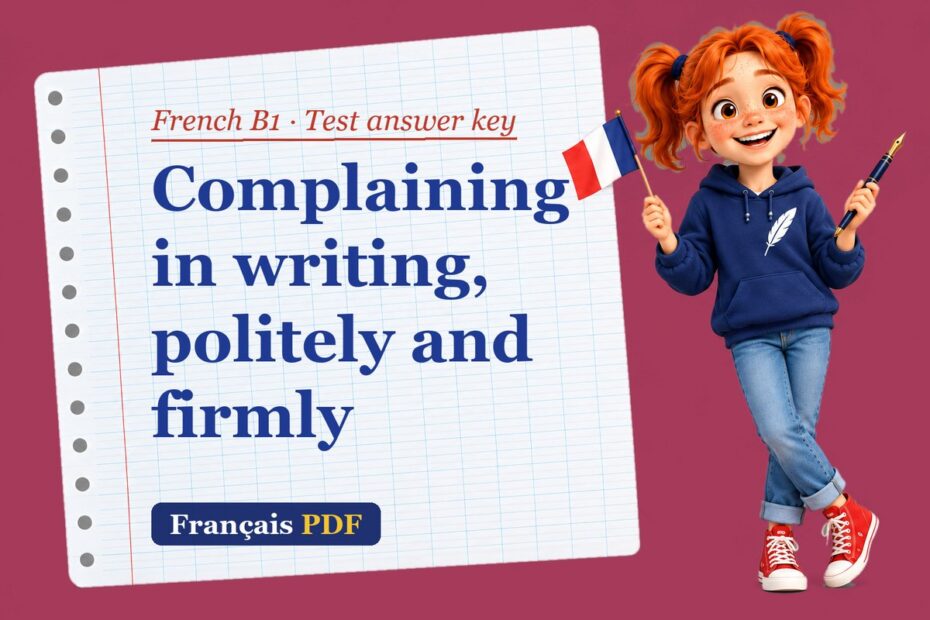 Complaining in writing, politely and firmly – French B1 test answer key with Zoé, the Français PDF coach