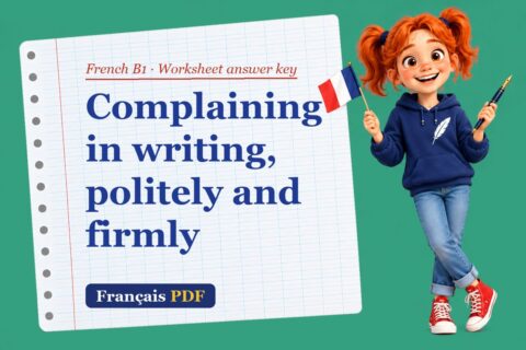 Complaining in writing, politely and firmly – French B1 worksheet answer key with Zoé, the Français PDF coach