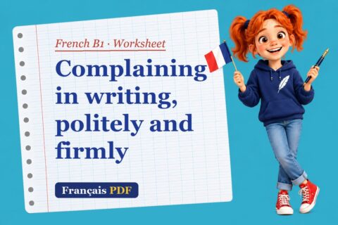 Complaining in writing, politely and firmly – French B1 worksheet with Zoé, the Français PDF coach