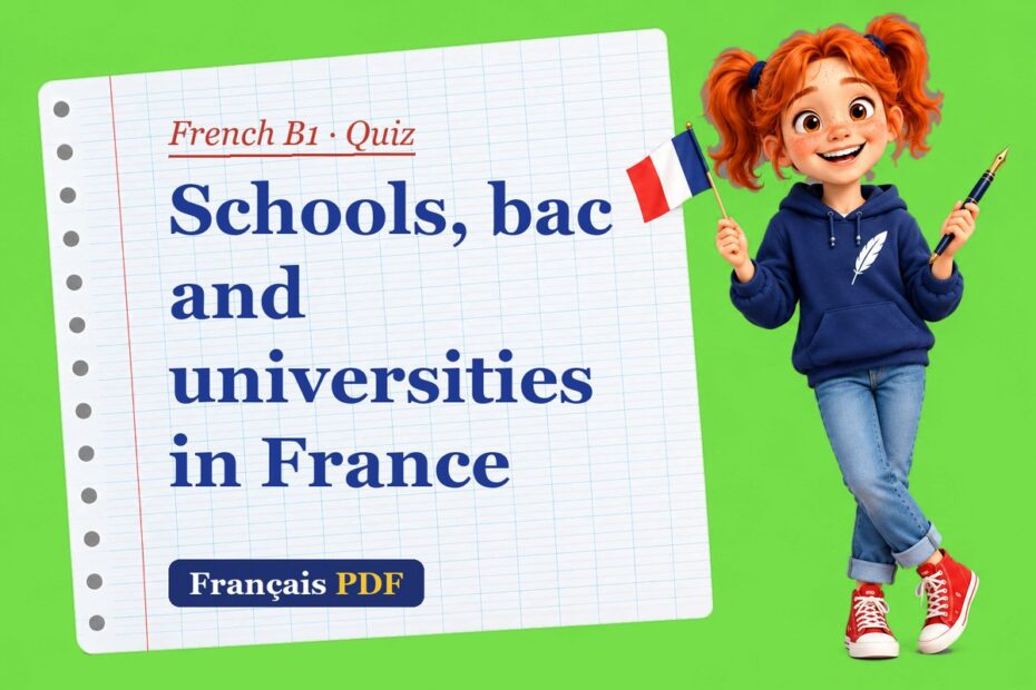 Schools, bac and universities in France – French B1 quiz with Zoé, the Français PDF coach