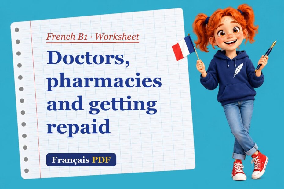 Doctors, pharmacies and getting repaid – French B1 worksheet with Zoé, the Français PDF coach