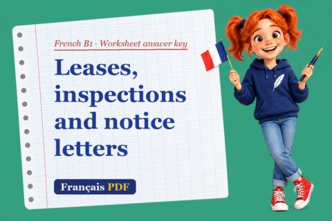 Leases, inspections and notice letters – French B1 worksheet answer key with Zoé, the Français PDF coach