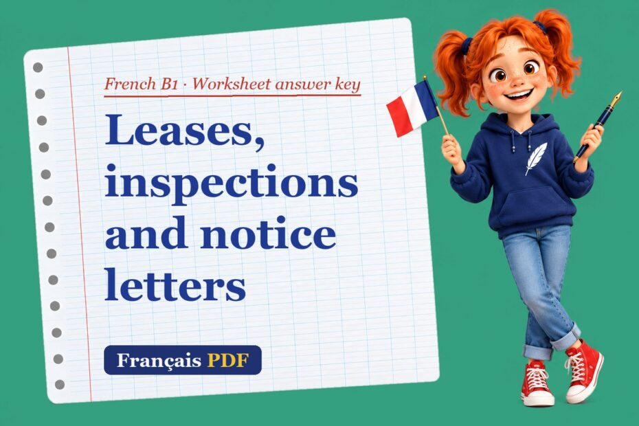 Leases, inspections and notice letters – French B1 worksheet answer key with Zoé, the Français PDF coach