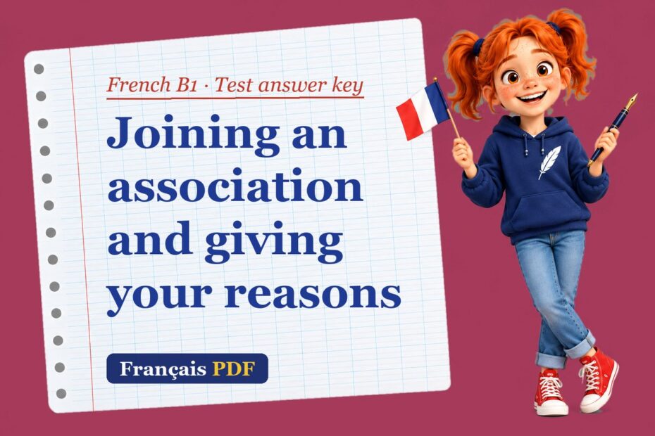 Joining an association and giving your reasons – French B1 test answer key with Zoé, the Français PDF coach