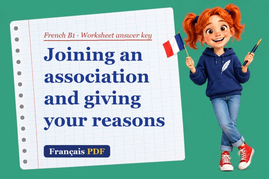 Joining an association and giving your reasons – French B1 worksheet answer key with Zoé, the Français PDF coach