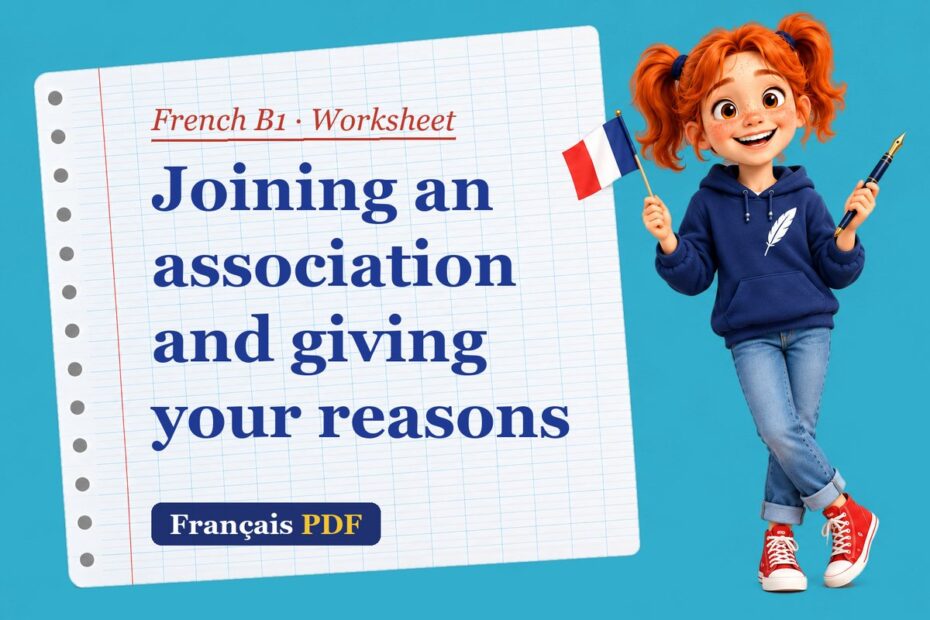 Joining an association and giving your reasons – French B1 worksheet with Zoé, the Français PDF coach