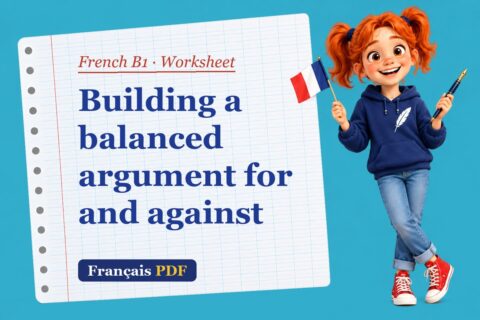Building a balanced argument for and against – French B1 worksheet with Zoé, the Français PDF coach