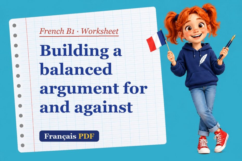 Building a balanced argument for and against – French B1 worksheet with Zoé, the Français PDF coach