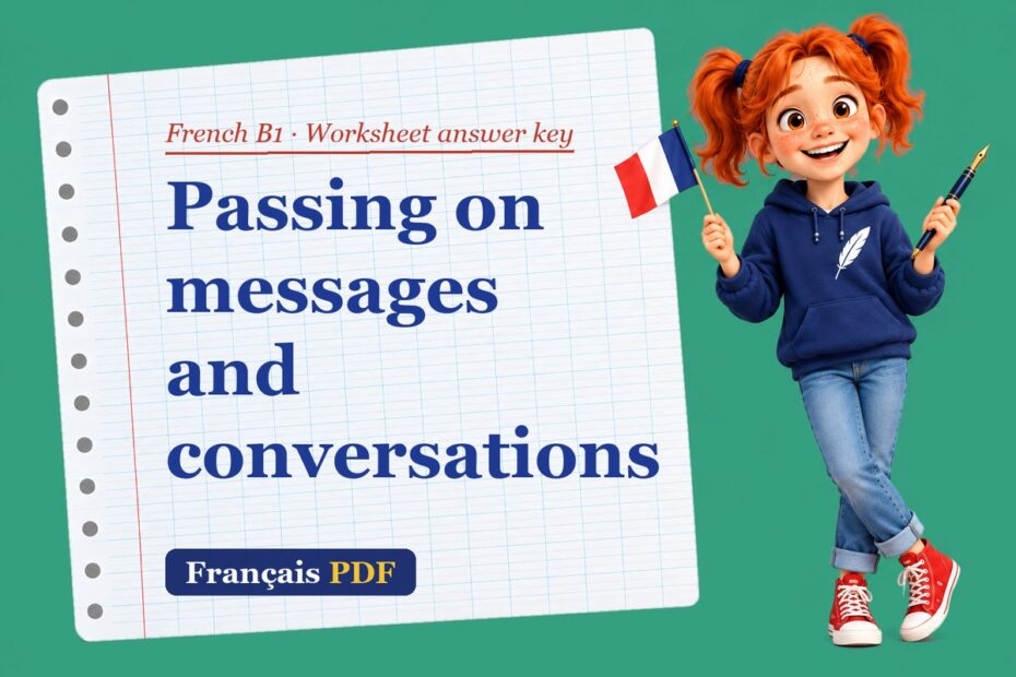 Passing on messages and conversations – French B1 worksheet answer key with Zoé, the Français PDF coach