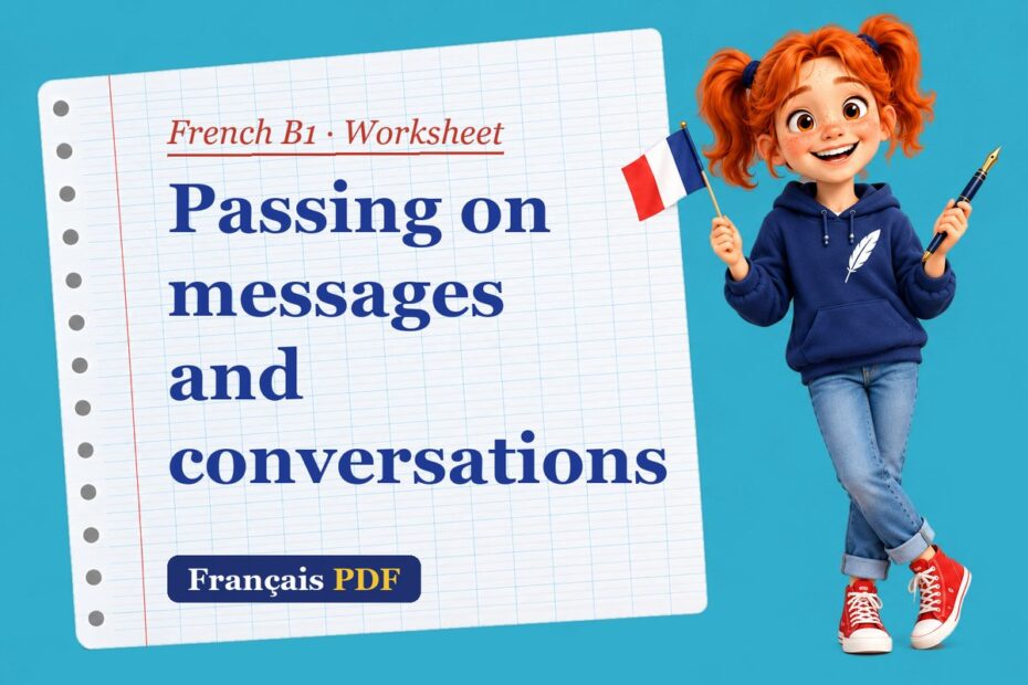 Passing on messages and conversations – French B1 worksheet with Zoé, the Français PDF coach