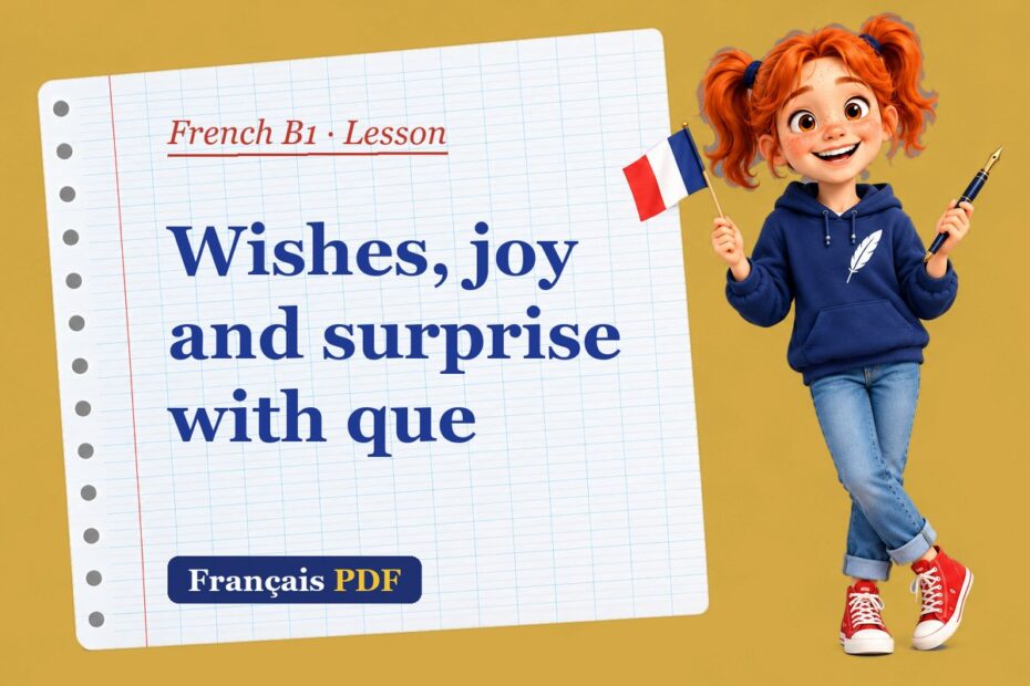 Wishes, joy and surprise with que – French B1 lesson with Zoé, the Français PDF coach