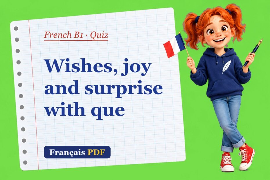 Wishes, joy and surprise with que – French B1 quiz with Zoé, the Français PDF coach