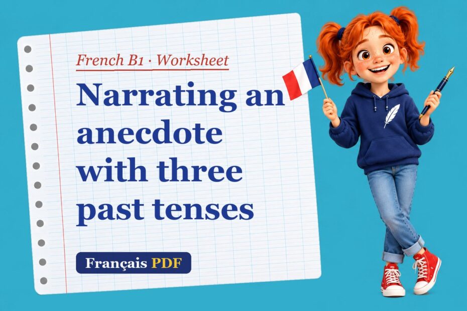 Narrating an anecdote with three past tenses – French B1 worksheet with Zoé, the Français PDF coach