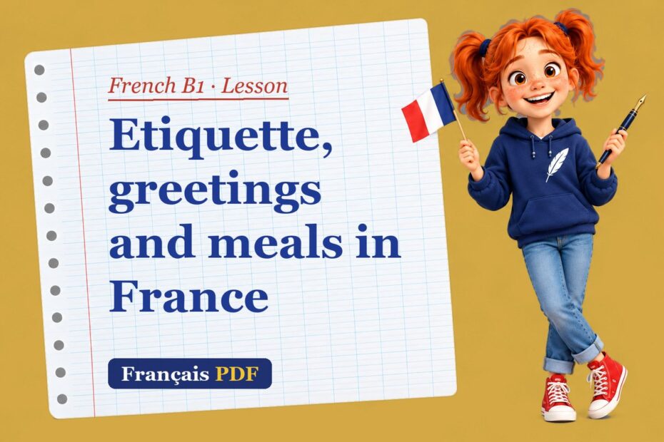 Etiquette, greetings and meals in France – French B1 lesson with Zoé, the Français PDF coach