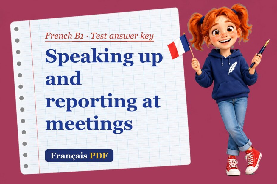 Speaking up and reporting at meetings – French B1 test answer key with Zoé, the Français PDF coach