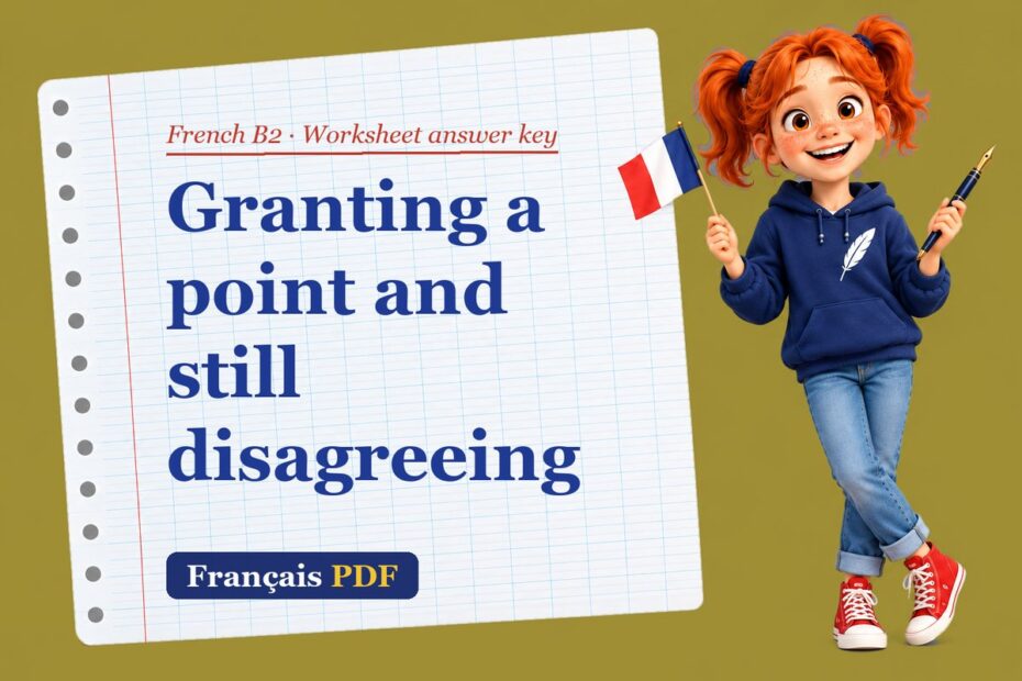 Granting a point and still disagreeing – French B2 worksheet answer key with Zoé, the Français PDF coach