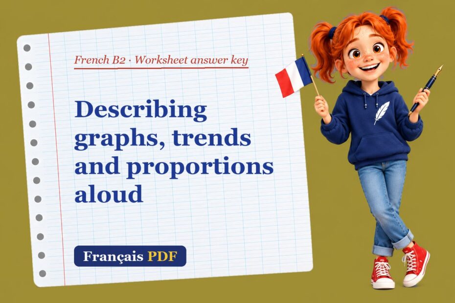 Describing graphs, trends and proportions aloud – French B2 worksheet answer key with Zoé, the Français PDF coach