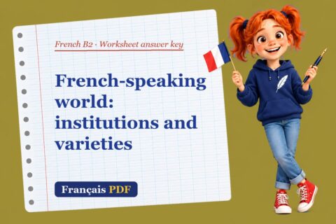 French-speaking world: institutions and varieties – French B2 worksheet answer key with Zoé, the Français PDF coach