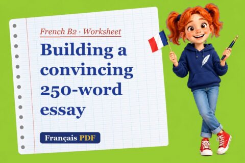 Building a convincing 250-word essay – French B2 worksheet with Zoé, the Français PDF coach