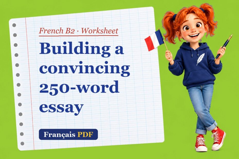 Building a convincing 250-word essay – French B2 worksheet with Zoé, the Français PDF coach