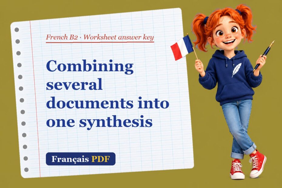 Combining several documents into one synthesis – French B2 worksheet answer key with Zoé, the Français PDF coach