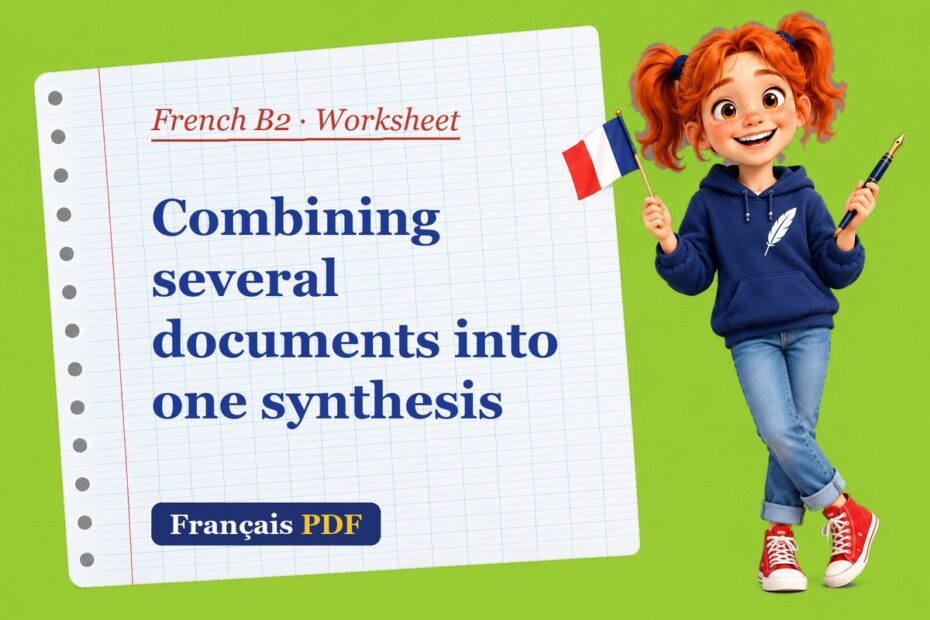 Combining several documents into one synthesis – French B2 worksheet with Zoé, the Français PDF coach