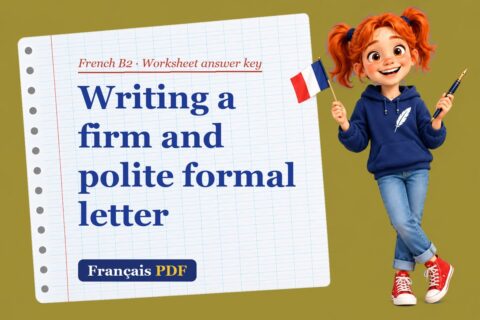 Writing a firm and polite formal letter – French B2 worksheet answer key with Zoé, the Français PDF coach