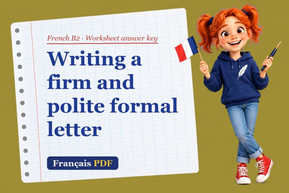 Writing a firm and polite formal letter – French B2 worksheet answer key with Zoé, the Français PDF coach