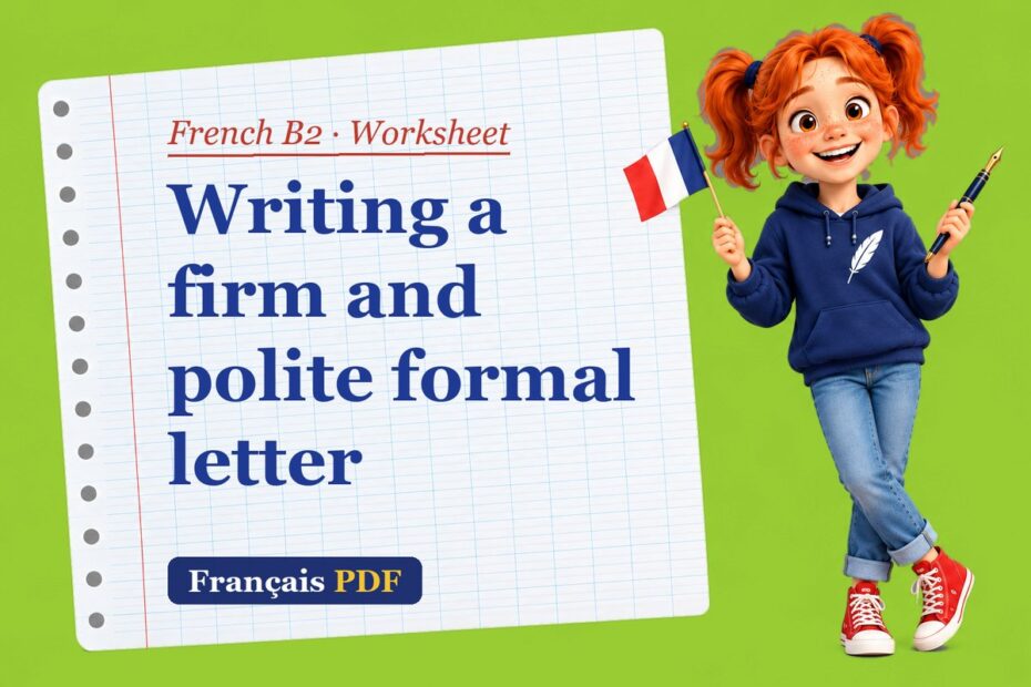 Writing a firm and polite formal letter – French B2 worksheet with Zoé, the Français PDF coach