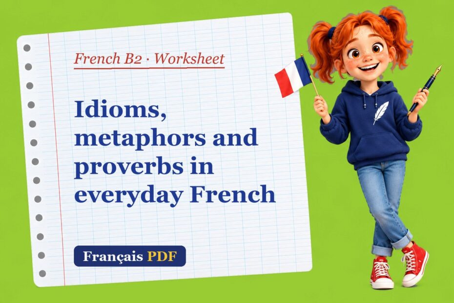 Idioms, metaphors and proverbs in everyday French – French B2 worksheet with Zoé, the Français PDF coach
