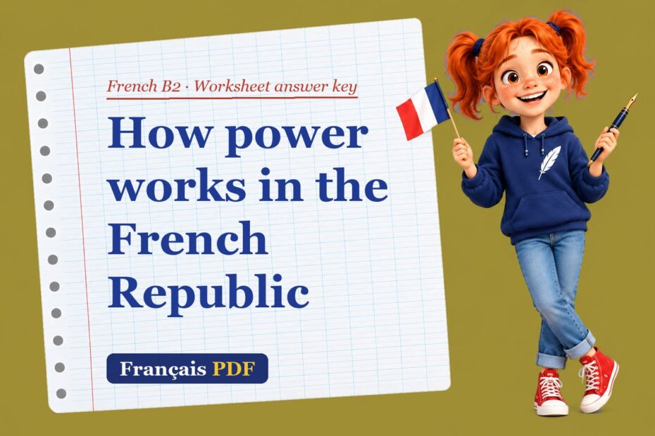 How power works in the French Republic – French B2 worksheet answer key with Zoé, the Français PDF coach