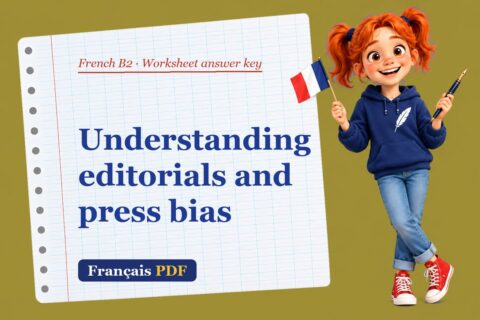 Understanding editorials and press bias – French B2 worksheet answer key with Zoé, the Français PDF coach