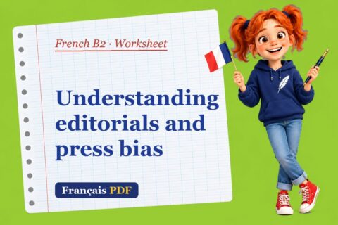 Understanding editorials and press bias – French B2 worksheet with Zoé, the Français PDF coach