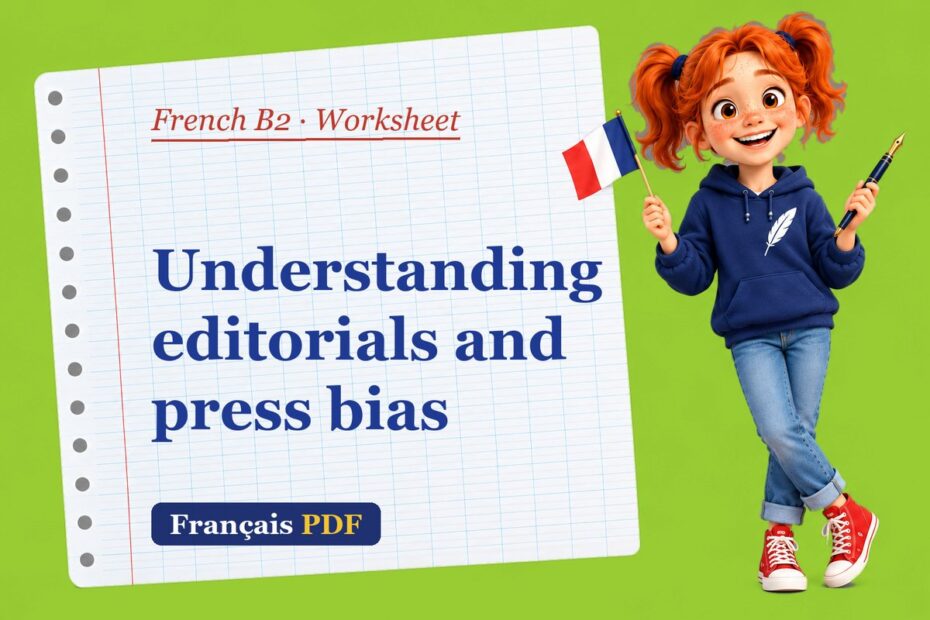 Understanding editorials and press bias – French B2 worksheet with Zoé, the Français PDF coach