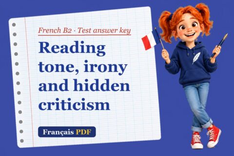 Reading tone, irony and hidden criticism – French B2 test answer key with Zoé, the Français PDF coach