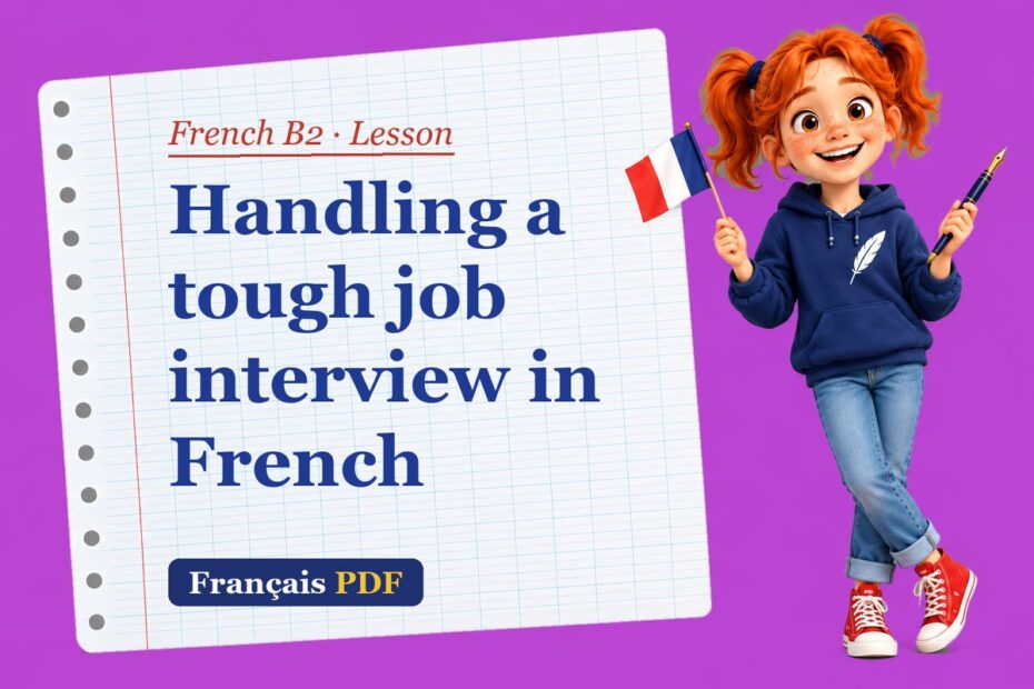 Handling a tough job interview in French – French B2 lesson with Zoé, the Français PDF coach