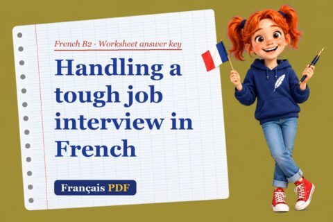 Handling a tough job interview in French – French B2 worksheet answer key with Zoé, the Français PDF coach
