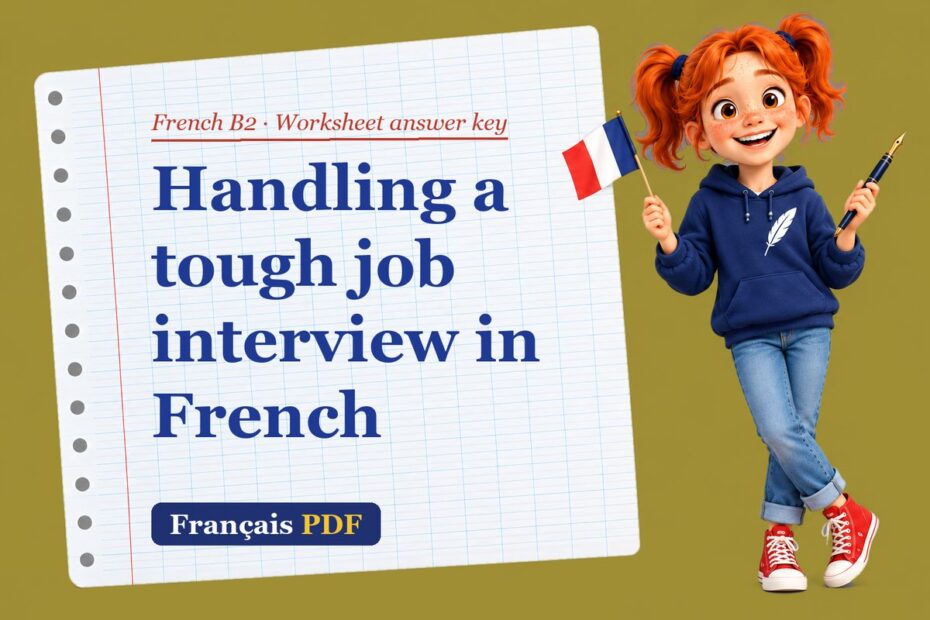 Handling a tough job interview in French – French B2 worksheet answer key with Zoé, the Français PDF coach
